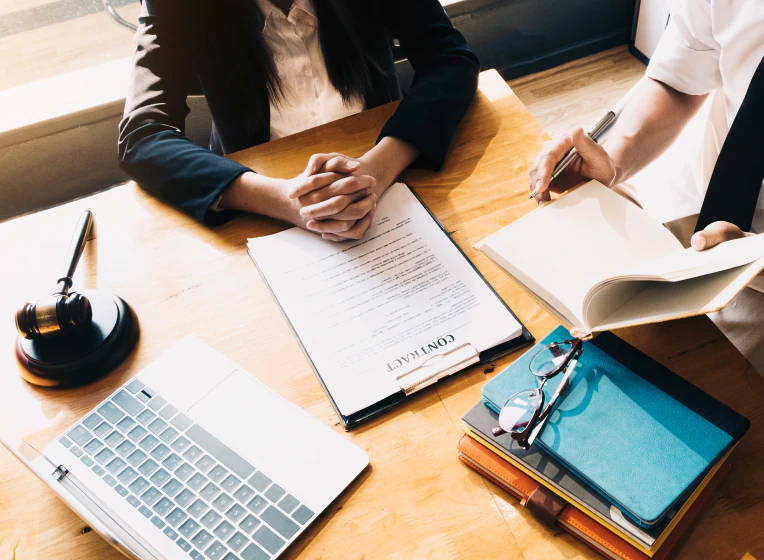couple having a meeting their lawyer for division of their asset